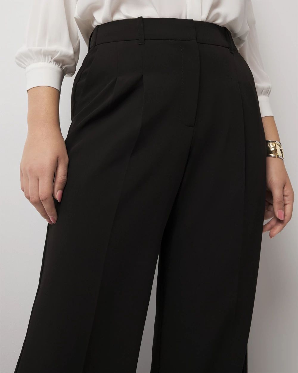 新品タグ付きPLEATS TROUSERS ブラック34 Pleated Wide Leg Pants | White House Black Market